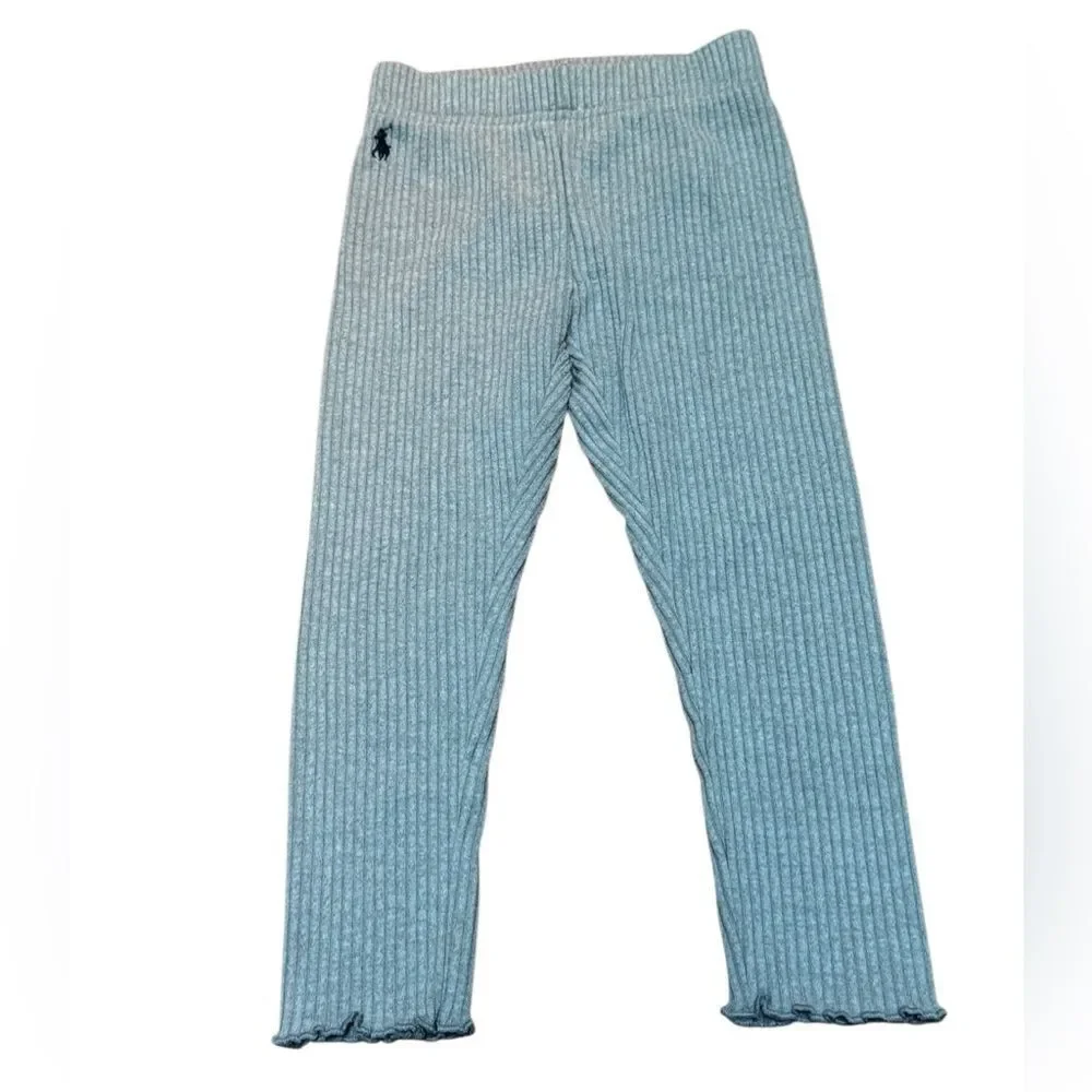 Polo Ralph Lauren Kids Rib-knit Stretch Legging in Grey & Navy Blue Size 3T
